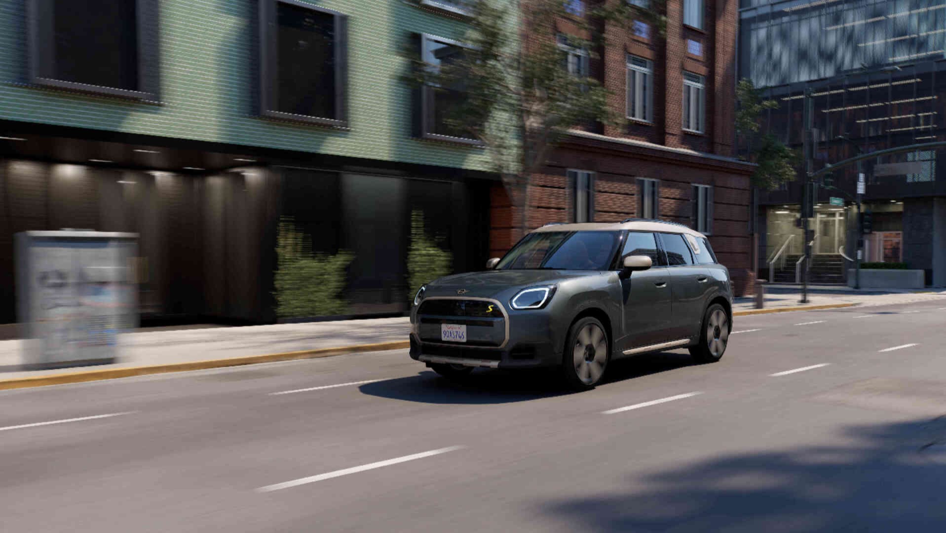 MINI Electric driving around the corner